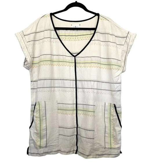 Lou & Grey V-Neck Striped Top Size Large - Picture 1 of 6